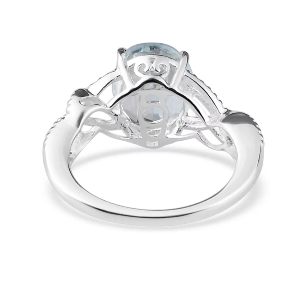 Genuine Sky Blue Topaz 💙 Ring Platinum over Sterling Silver Sz 11! - Picture 5 of 8